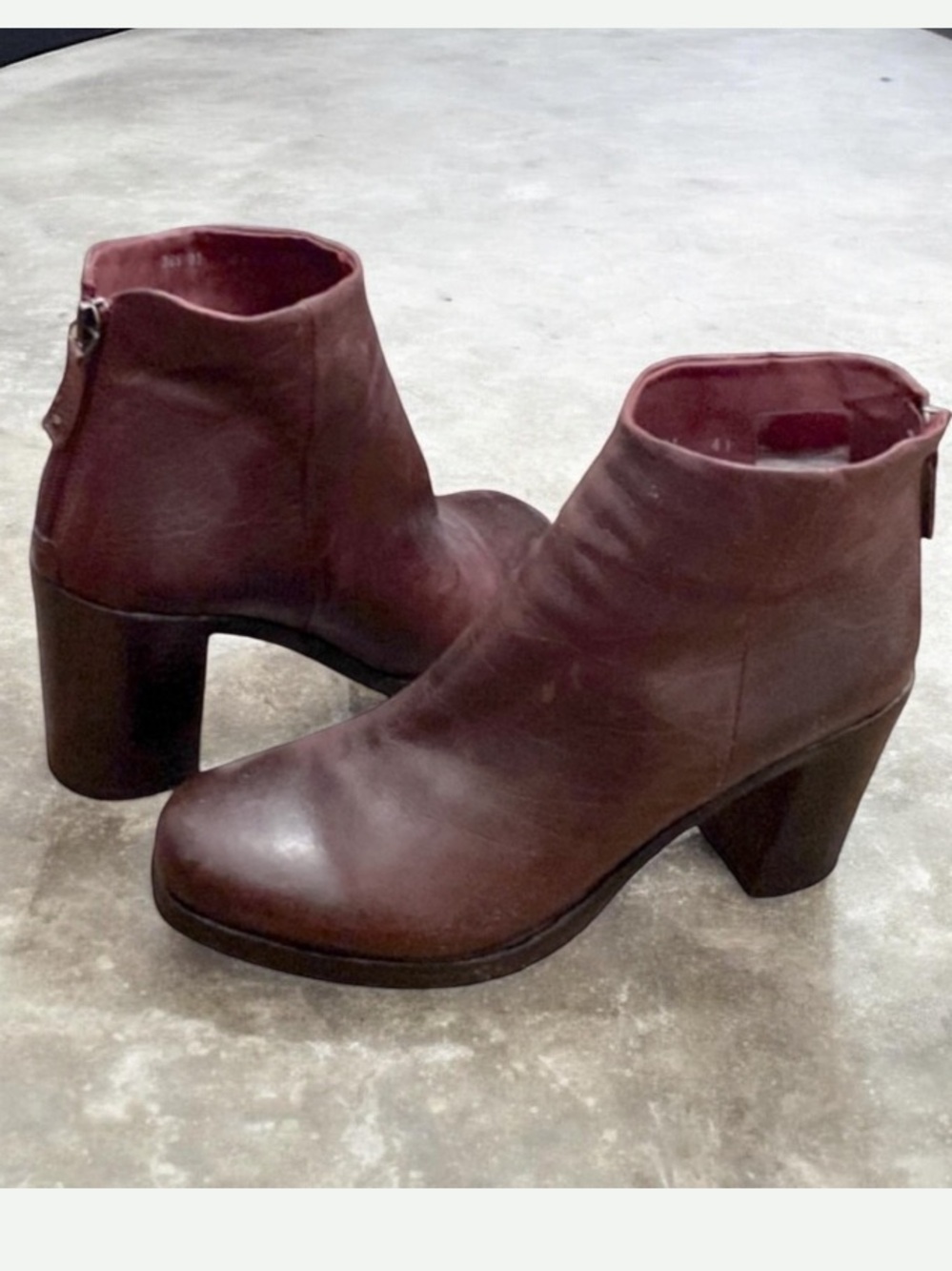 Hundred 100 Brown Block Heel Ankle Boot Size 41